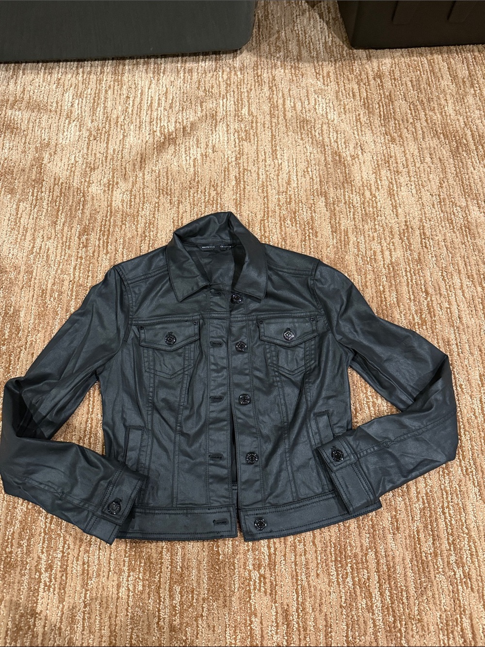 White House Black Market Women's Black Faux Leather Jacket